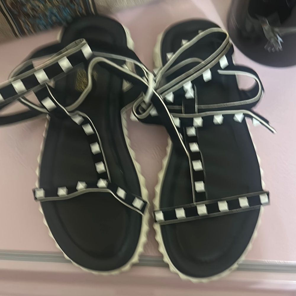 Valentino Black and White Sandals